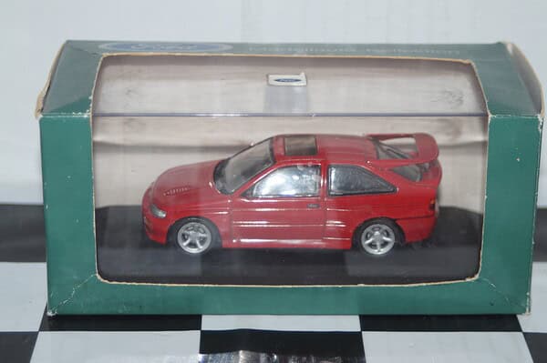 Minichamps ford escort cosworth red in dealer box -missing wing mirror