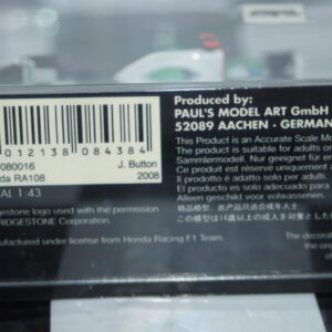 Minichamps honda racing f1 team ra108 2008 j. button #16 400 080016 1:43