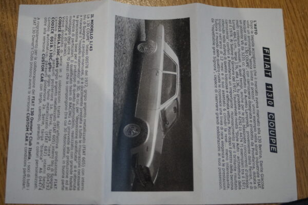 Replicar fiat 130 coupe 1972 in silver hand built in approx 1/43rd