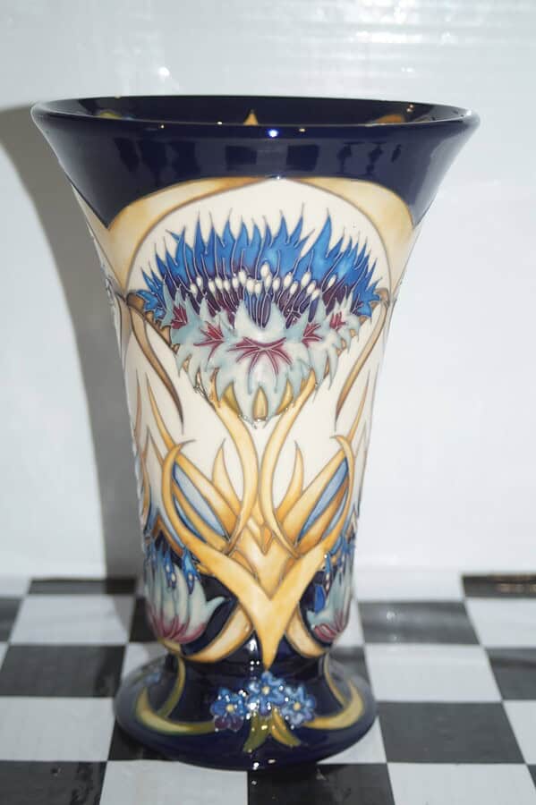 Moorcroft large vase "cornflower cavalcade" 23cm unboxed 2012