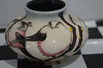 Moorcroft vase "courting birds" , emma bossons 13cm unboxed 2013