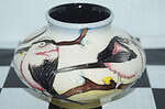 Moorcroft vase "courting birds" , emma bossons 13cm unboxed 2013