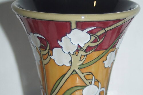 Moorcroft small vase "fleurs deco" 16cm unboxed 2013