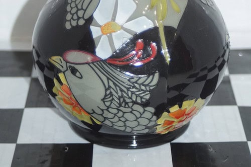 Moorcroft vase globe flower , vicky lovatt trial 19cm unboxed approx 2013