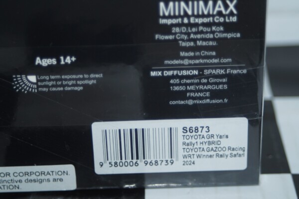 Spark toyota gr yaris 5th rc2 monte carlo 2024 s.pajari #23 1:43 resin s6861