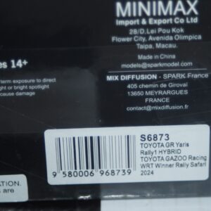 Spark toyota gr yaris 5th rc2 monte carlo 2024 s.pajari #23 1:43 resin s6861