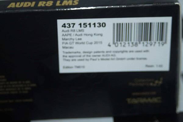 Minichamps audi r8 lms fia gt world cup macau 2015 1:43 437 151130