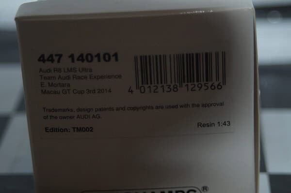 Minichamps audi r8 lms ultra macau gt 3rd #1 2014 1:43 447 140101