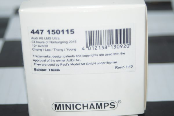 Minichamps audi r8 lms ultra 24hr nurburgring 2015 1:43 447 150115