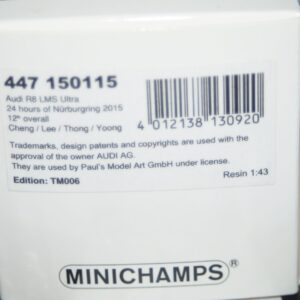 Minichamps audi r8 lms ultra 24hr nurburgring 2015 1:43 447 150115