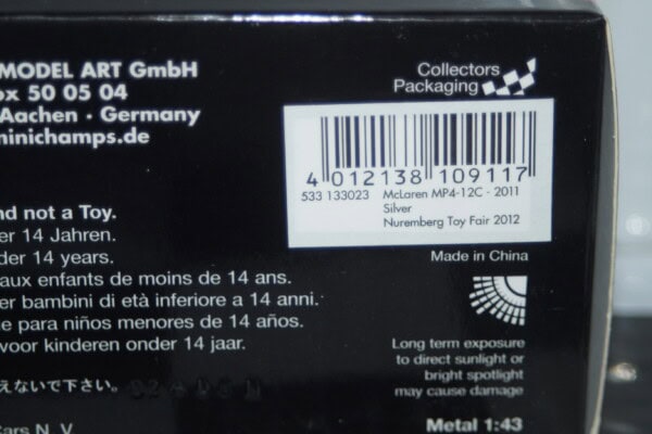 Minichamps mclaren mp 4-12c 2011 silver (nuremberg toy fair 2012) 533 133023 1:43
