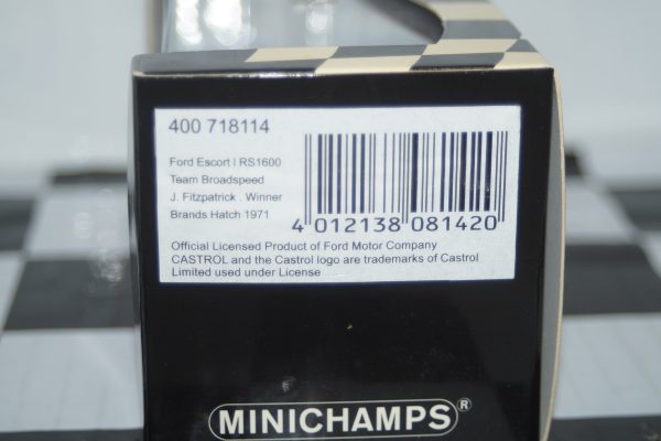 Minichamps ford escort mk1 rs 1600 #114 brands hatch 1971 fitzpatrick 400 718114 1:43