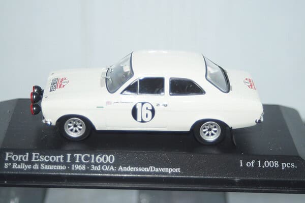 Minichamps ford escort mk1 rs 1600 #16 san remo rally 1968 andersson 400 688116 1:43