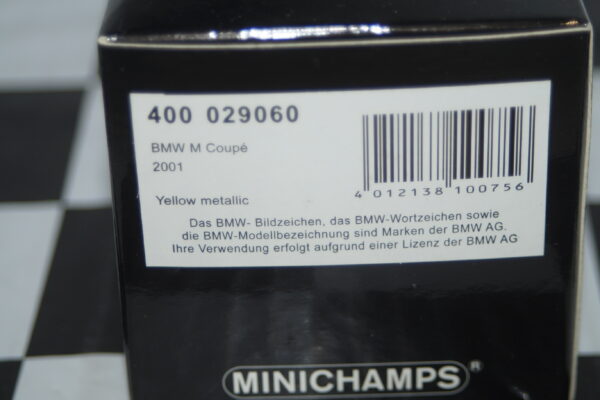 Minichamps bmw m coupe 2001 in yellow metallic 1:43 ref 400 029060
