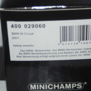 Minichamps bmw m coupe 2001 in yellow metallic 1:43 ref 400 029060