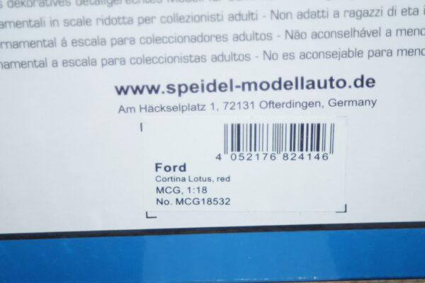 Model car group ford cortina (lotus) mk1 in red ref mcg18532 in 1:18th