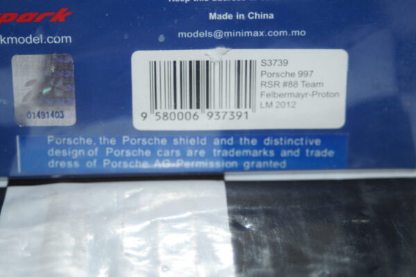 Spark porsche 997 gt3 rsr lm 2012 1:43 ref s3739