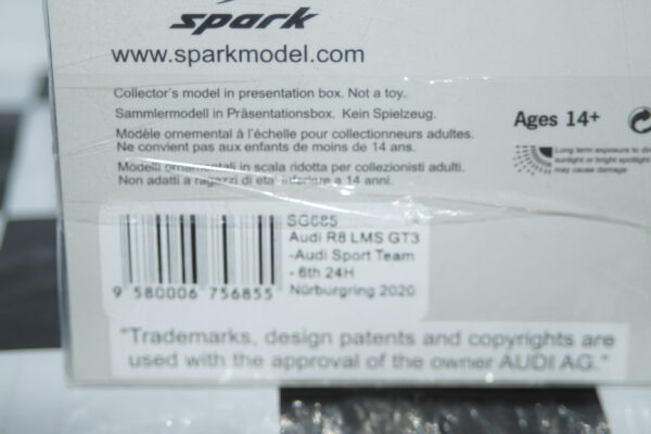 Spark audi r8 lms gt3 6th 24h nurburgring 2020 #29 1:43 ref sg685
