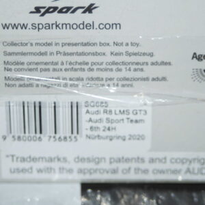 Spark audi r8 lms gt3 6th 24h nurburgring 2020 #29 1:43 ref sg685