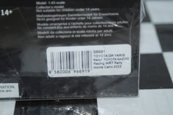 Spark toyota gr yaris rally 1 no33 monte carlo 2022 e.evans 1:43 resin s6691