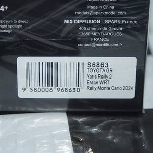 Spark toyota gr yaris erace wrt monte carlo 2024 b.bouffier #28 1:43 resin s6863