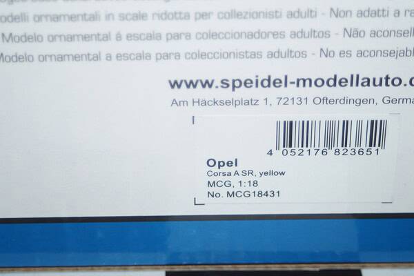 Model car group opel corsa a sr / nova in yellow mcg18431 1:18th