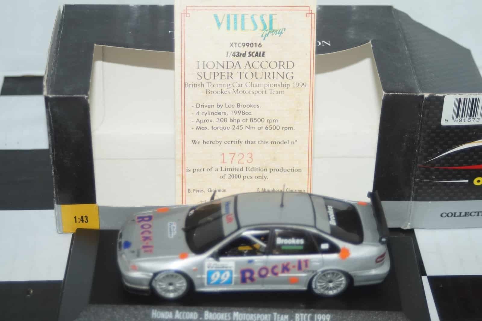 Onyx honda accord btcc 1999 lee brookes 1:43 scale xtc99016
