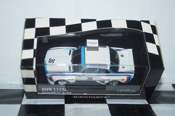 Minichamps bmw 3.5 csl norisring drm 1975 h.stuck 1:43 430 752930