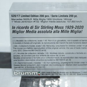 Brumm mercedes 300 slr moss-jenkinson mille miglia 1:43 s20/17