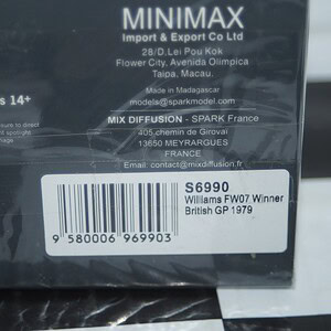 Spark williams fw07 winner british gp 1979 #28 1:43 resin s6990