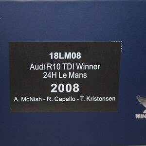 Spark audi r10 tdi winner le mans 2008 18lm08 1:18 scale resin