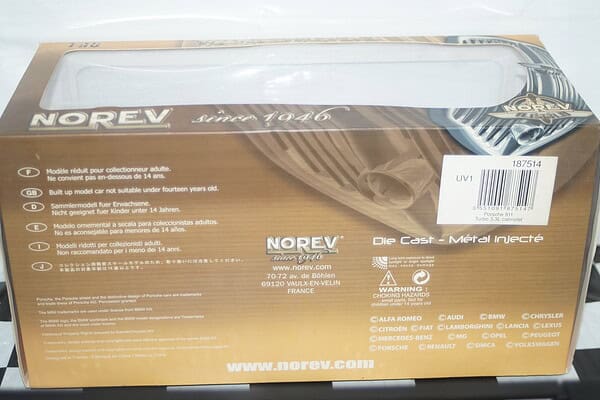 Norev porsche 911 turbo 3.3l cabriolet 1:18 scale 187514