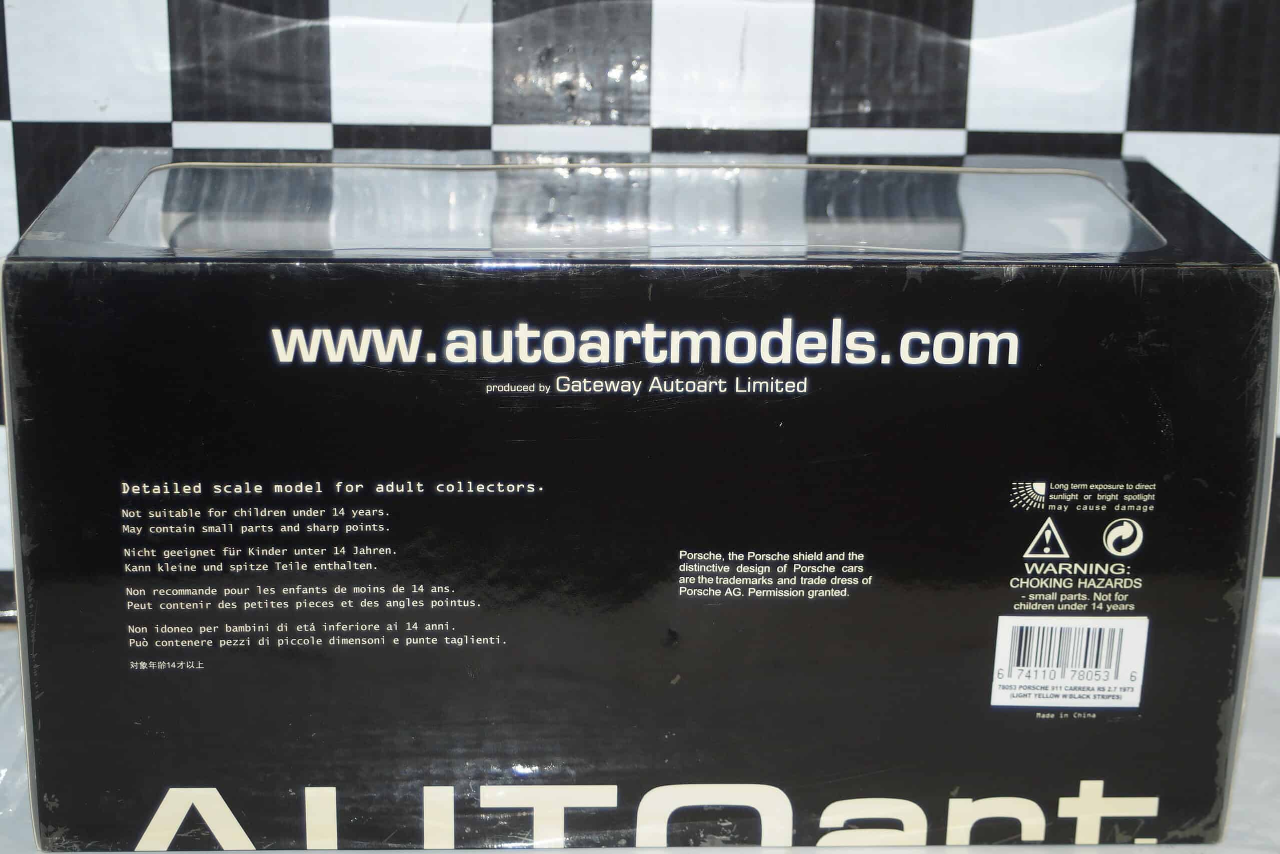Autoart porsche 911 carrera rs 2.7 1973 yellow 1:18 diecast 78053