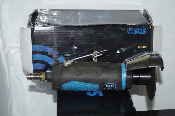 Sgs work shop, car repair tools, 3" cutter, sanding discs, 6" sander, air gauge.