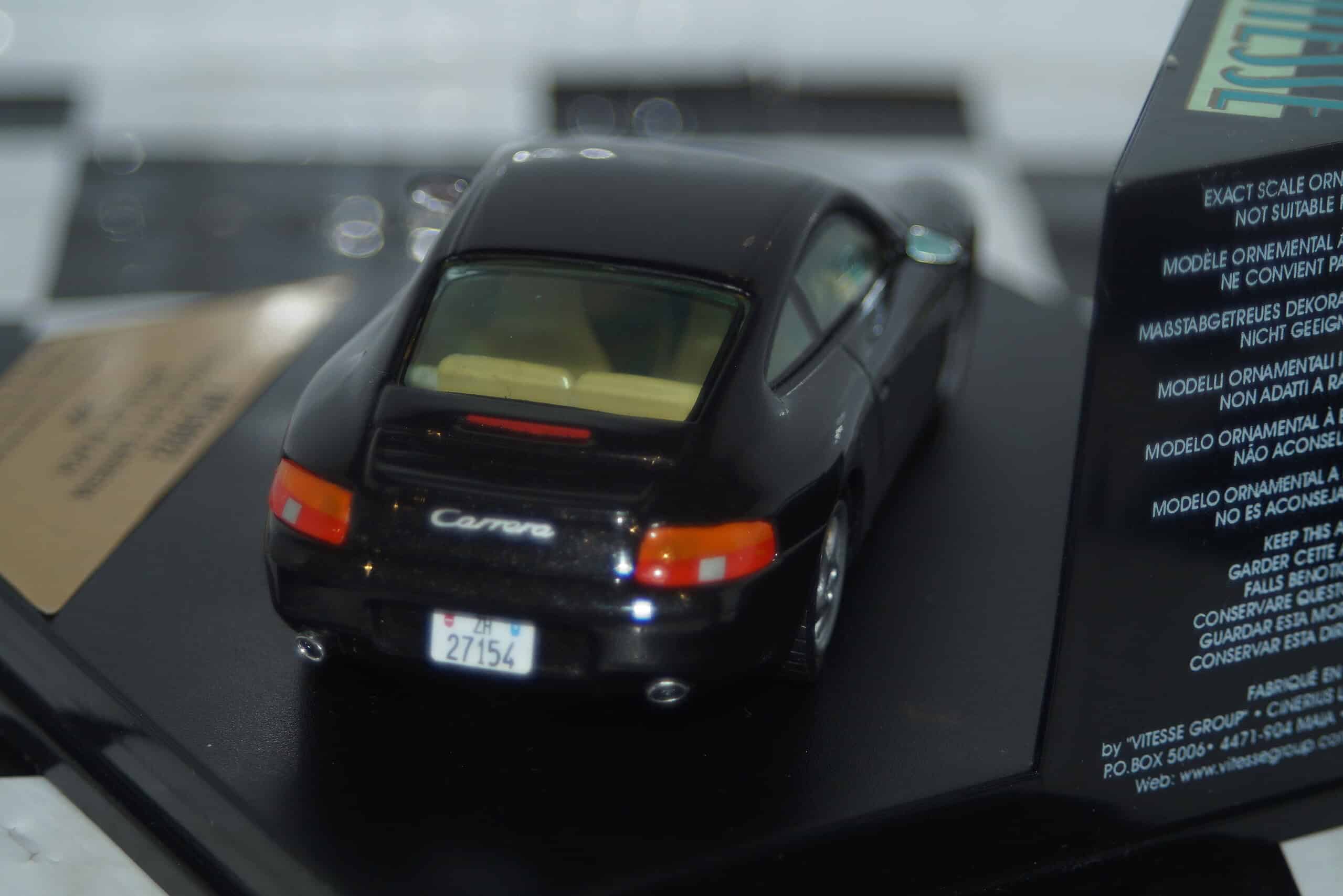 Vitesse porsche 911 carrera in metallic black 1:43 diecast ref vmc99022